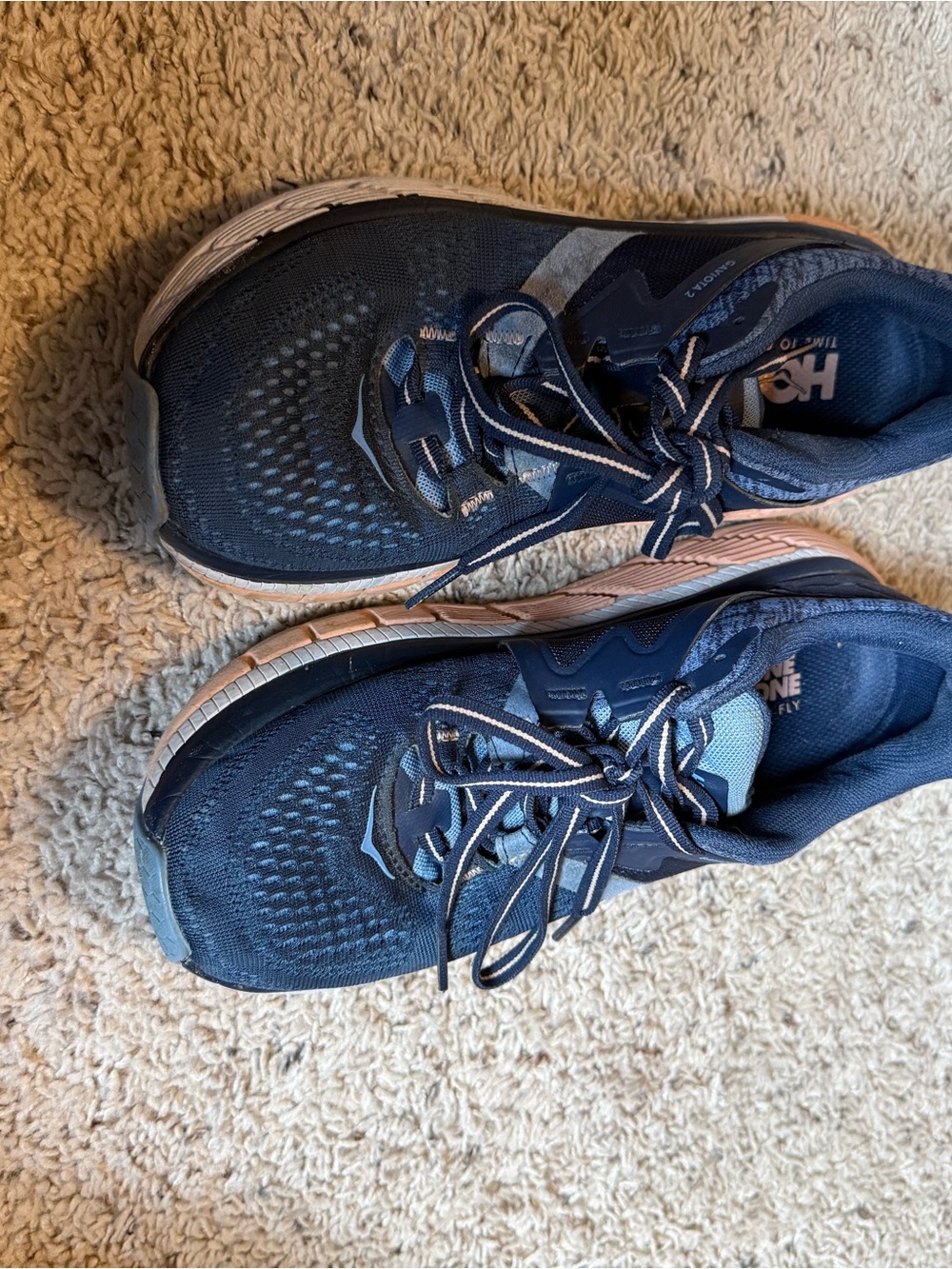 Hoka Women’s Navy and Light Blue Running Sneakers
